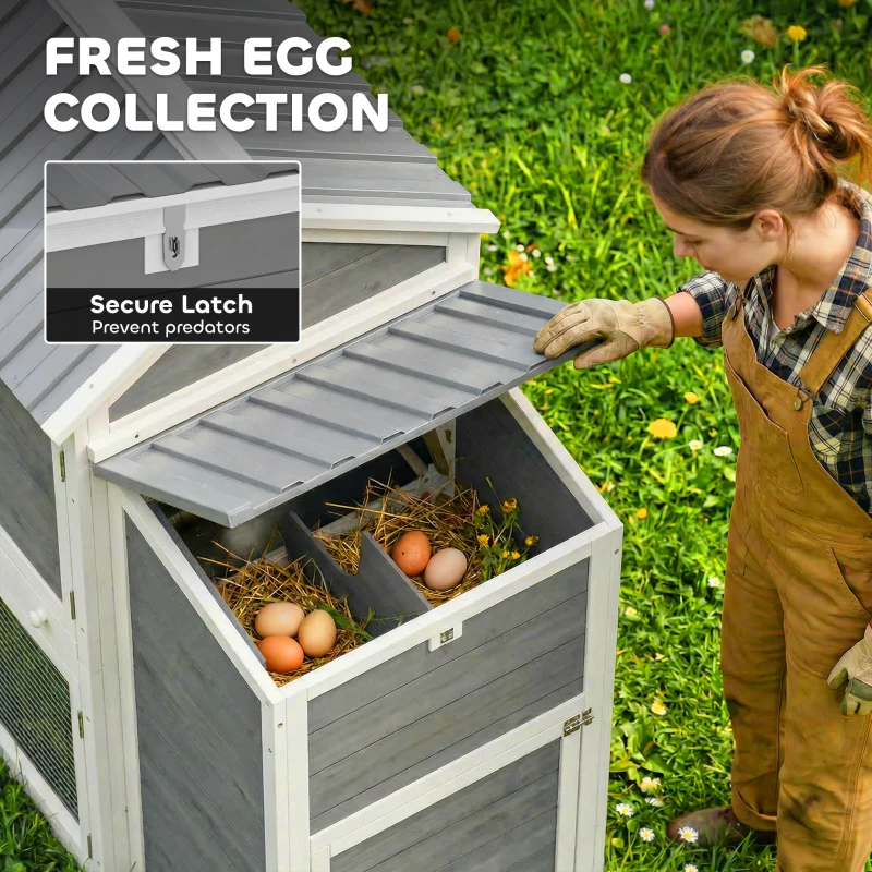 PawHut Large Chicken Coop, 134"L Wooden Chicken House with Run, Nesting Box, Slide-Out Tray, Waterproof Roof and Ramp