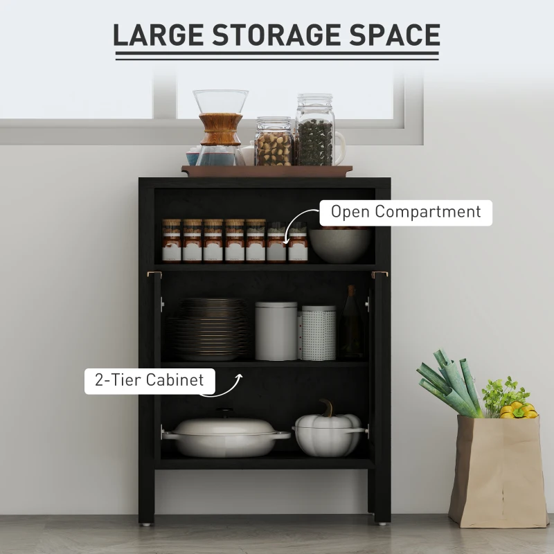 HOMCOM Sideboard Buffet Cabinet with Storage, Modern Accent Cabinet with Adjustable Shelf, Coffee Bar Cabinet, Distressed Black