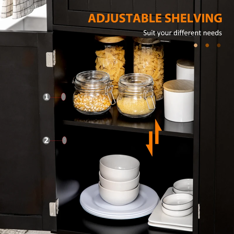 HOMCOM Triple-Cabinet Rolling Kitchen Island on Wheels, Kitchen Cart with Storage Shelf Adjustment, Rolling Utility Cart