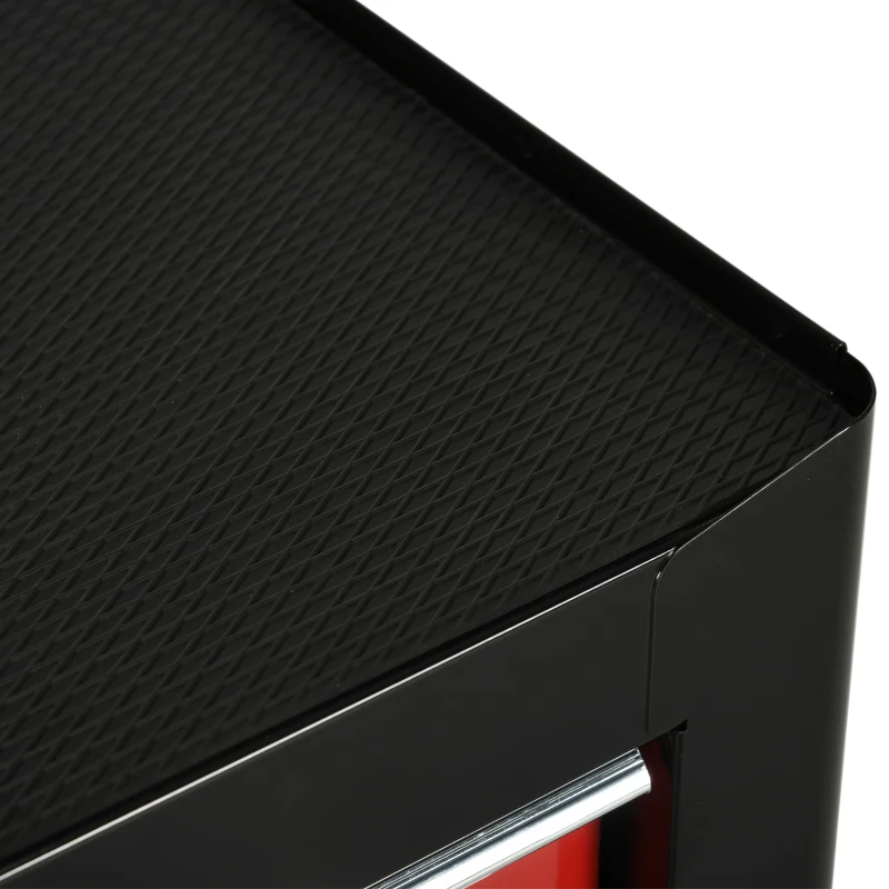 HOMCOM Lockable Tool Cabinet, 5-Drawer Rolling Tool Chest with 4 Universal Wheels, Black and Red