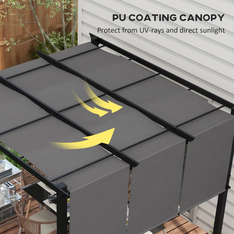 Outsunny 10' x 10' Metal Pergola, Outdoor Pergola with Retractable Canopy, for Garden, Patio, Backyard, Deck, Charcoal Grey