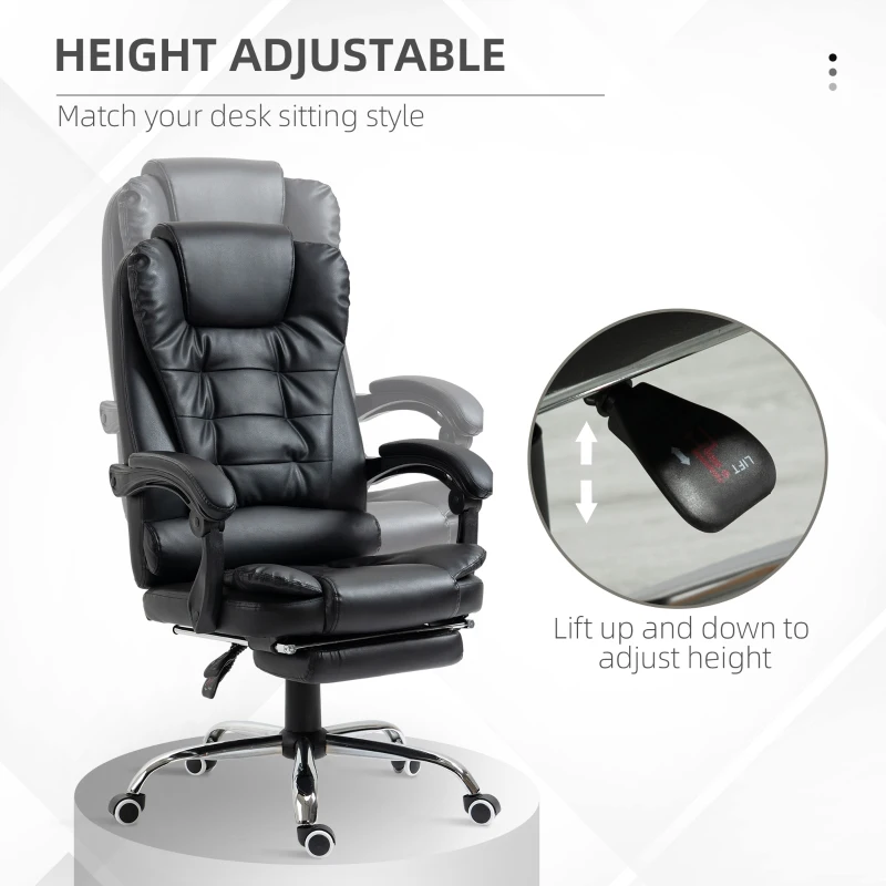 HOMCOM High Back Computer Office Chair with Footrest, Black