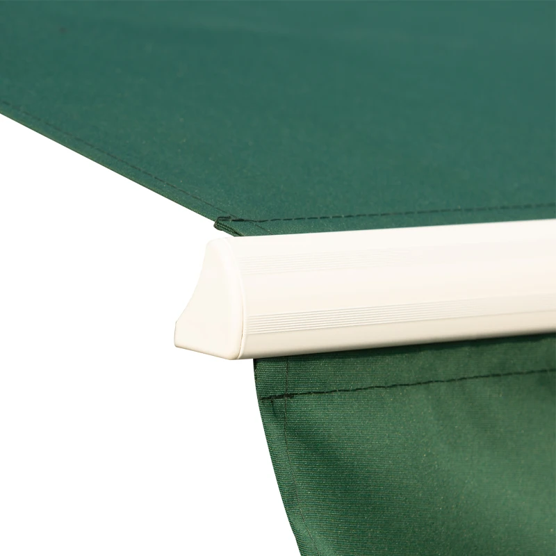 Outsunny 12' x 10' Retractable Awning Patio UV Resistant Fabric and Aluminum Frame for Deck, Balcony, Yard, Green
