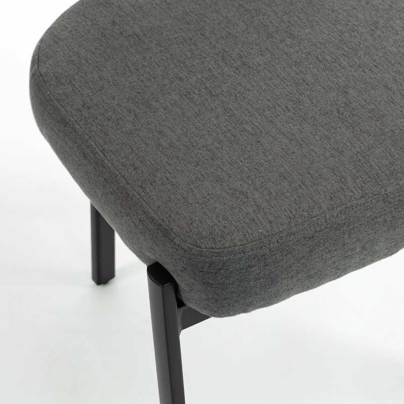 HOMCOM Upholstered Linen Fabric Kitchen Chairs, Modern Dining Chairs Set of 2 with Metal Legs, Grey