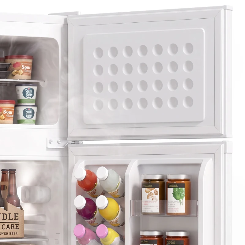 HOMCOM 7.7 Cu. Ft. Mini Fridge with Freezer, Compact Refrigerator with Adjustable Thermostat, Reversible Door, White