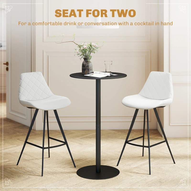 HOMCOM Round Bar Table for 2, Modern Pub Table with Steel Frame, Easy Assembly for Small Space Home Bar Cocktail Bistro, Black
