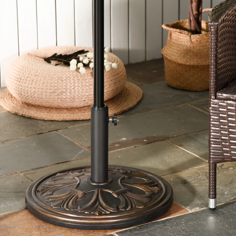 Outsunny 29 lb Heavy Duty Concrete Umbrella Base, 19" Round Parasol Holder for Outdoor, Garden, Backyard, Deck, Bronze