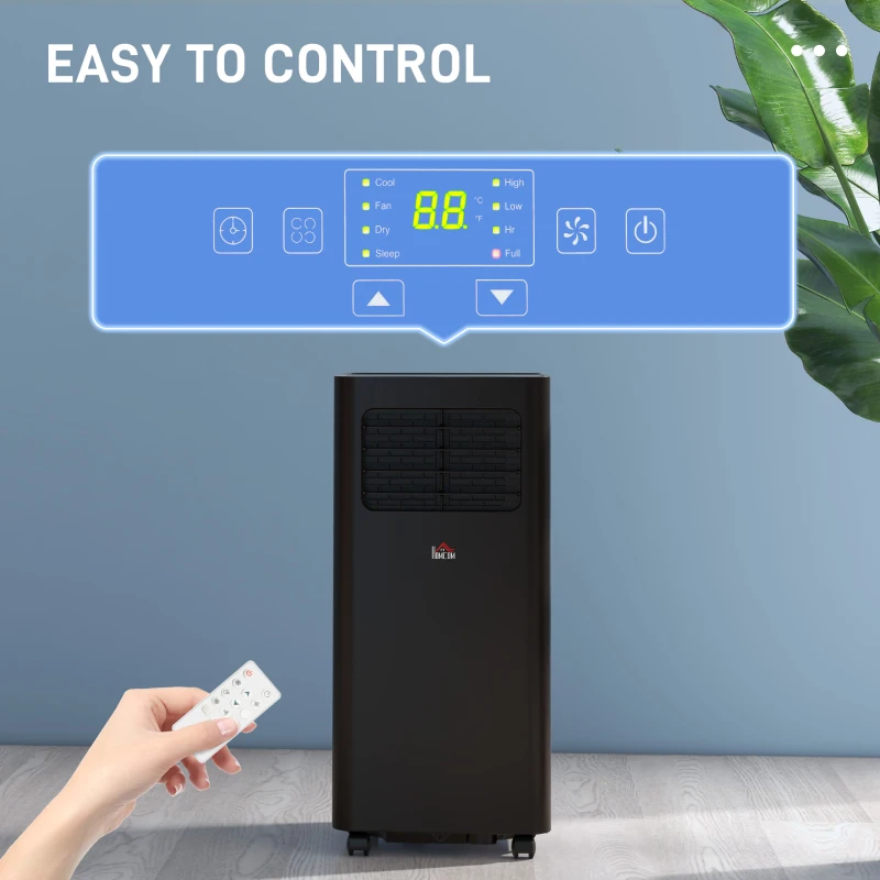 HOMCOM 8000 BTU Mobile Air Conditioner, 345 Sq. Ft., AC Unit with Dehumidifier, Sleep, 24H Timer On/Off, Window Kit, Black