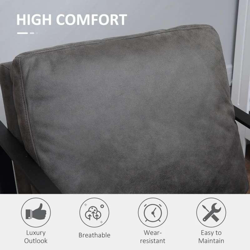 HOMCOM Industrial Accent Chairs with Cushioned Seat and Back, Gray