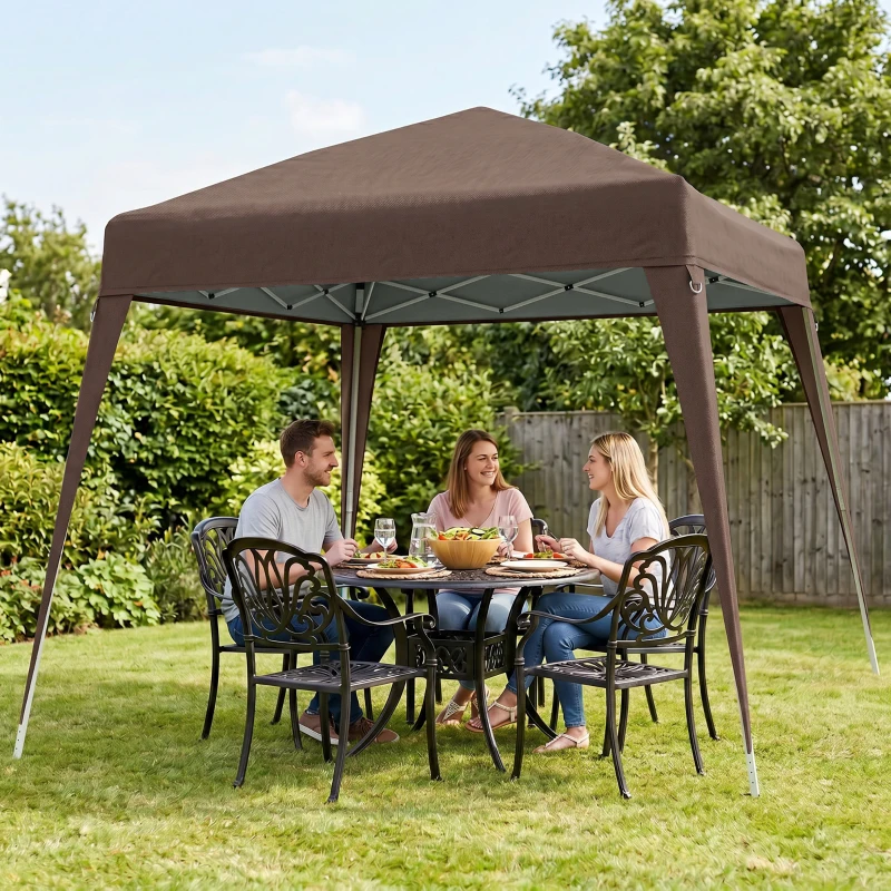 Outsunny 8' x 8' Pop Up Canopy, Outdoor Folding Tent, Portable Party Tent with Carrying Bag for Camping, Party, Picnic, Coffee