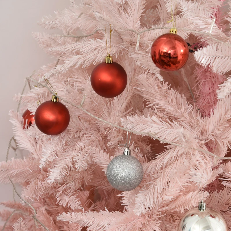 HOMCOM 6ft Unlit Spruce Artificial Christmas Tree with Realistic Branches and 800 Tips, Pink