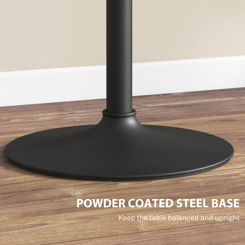 HOMCOM Adjustable Bar Table for 2, Round Pub Table with Steel Base for Home Bar, Small Dining Room, Black Marble