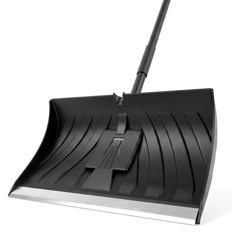 Outsunny 2-in-1 Snow Shovel and Ice Scraper, 22" Heavy Duty Snow Pusher with Metal Wear Strip, Ergonomic Handle for Driveway