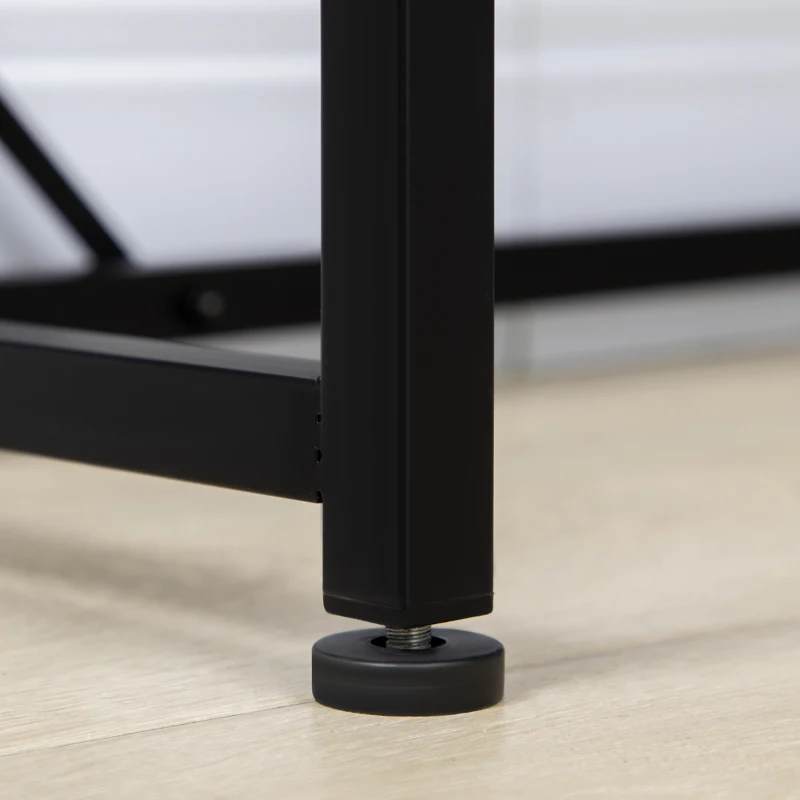 HOMCOM Space-Saving Corner Desk, Small Computer Desk with Metal Frame, Writing Desk for Home Office, Small Spaces, Dark Walnut