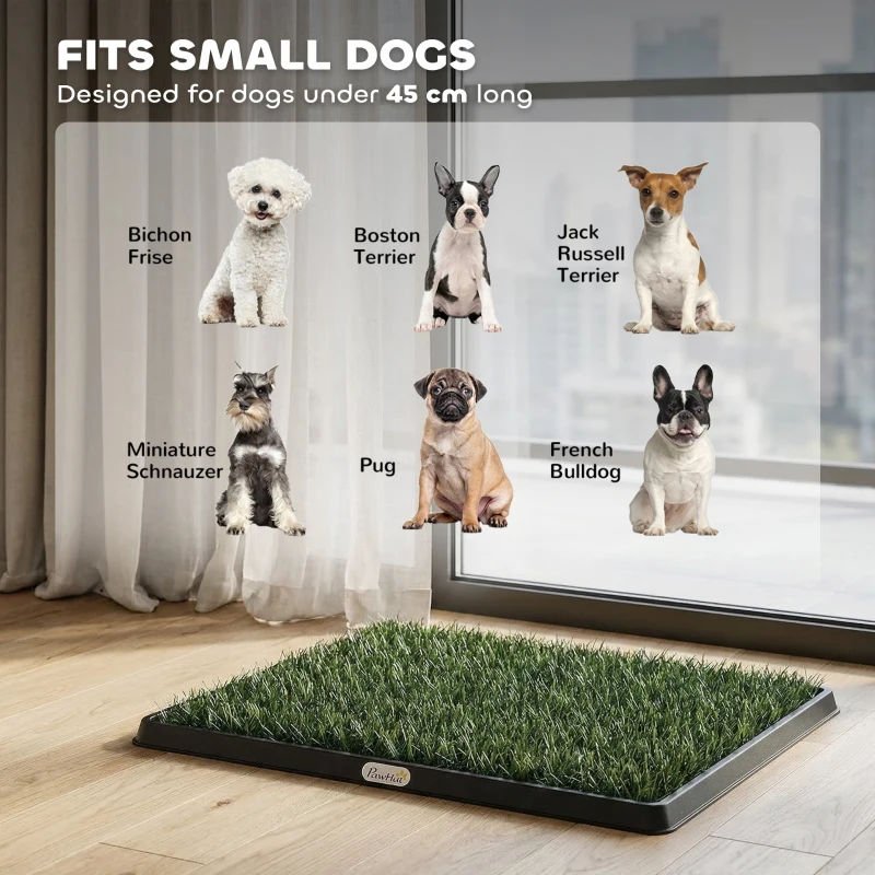 PawHut Dog Grass Pad with Tray, Artificial Grass Pet Training Toilet with Drainage Grid, 2 Grass Mats