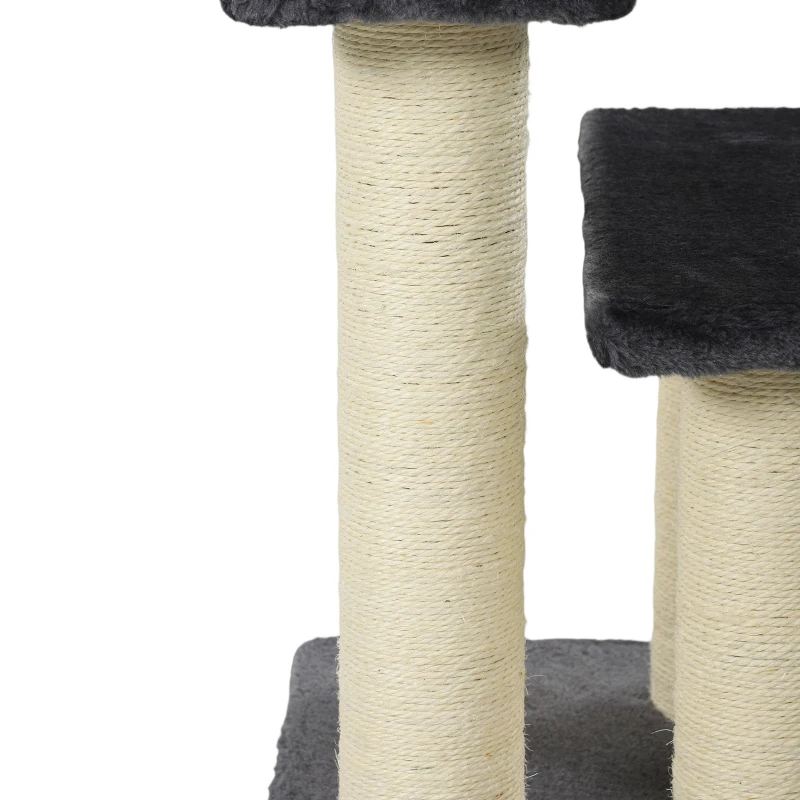 PawHut Cat Trees 3 Tier Pet Stairs Dog Cat 3 Steps Kitty Scratching Post Cat Scratch Furniture Dark Grey