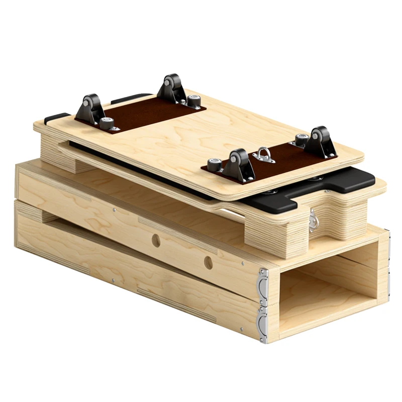Soozier Foldable Pilates Reformer Machine, Multifunctional Pilates Board with Resistance Bands and Multi-Grips for Home Gym