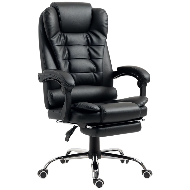 HOMCOM High Back Computer Office Chair with Footrest, Black