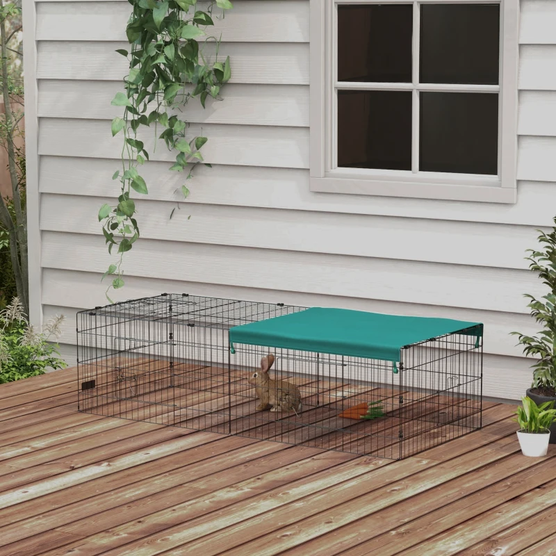 PawHut 73" Small Animal Playpen with with Roof for Rabbits, Chicken, Chinchillas for Indoor/Outdoor Use, Green