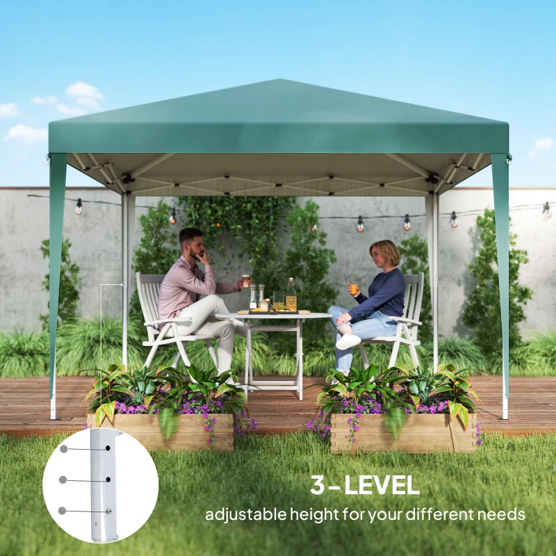 Outsunny 10 x 10ft Folding Pop Up Tent Outdoor Gazebo Canopy with Carrying Bag, Dark Green