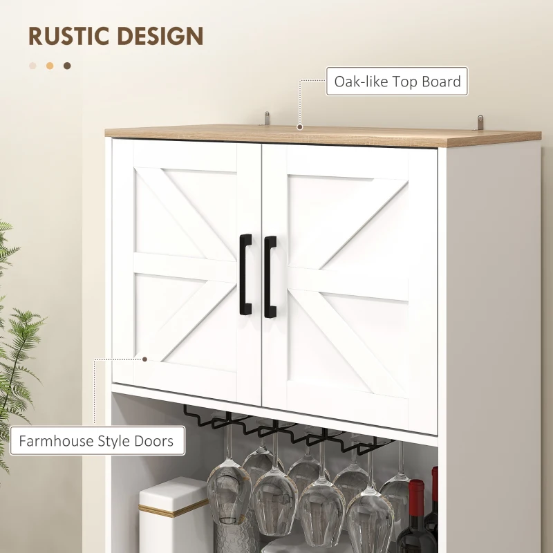 HOMCOM Farmhouse Kitchen Pantry, 68" Freestanding Hutch Storage Cabinet with Microwave Oven Countertop, White