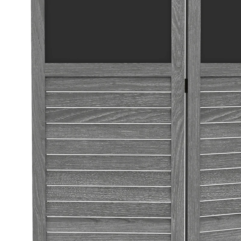 HOMCOM Wooden Room Divider with Blackboard, 4 Panel Folding Privacy Screen for Home Office, 5.5', Gray