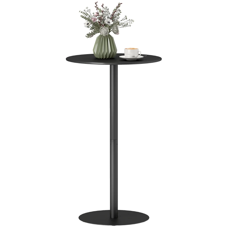 HOMCOM Round Bar Table for 2, Modern Pub Table with Steel Frame, Easy Assembly for Small Space Home Bar Cocktail Bistro, Black