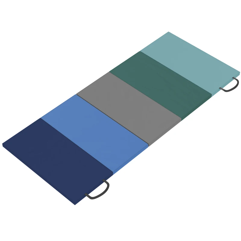 Soozier 6ft Folding Gymnastics Mat, Thick Exercise Mat with Carry Handles for Yoga Aerobics Fitness Training, Mixed Colour