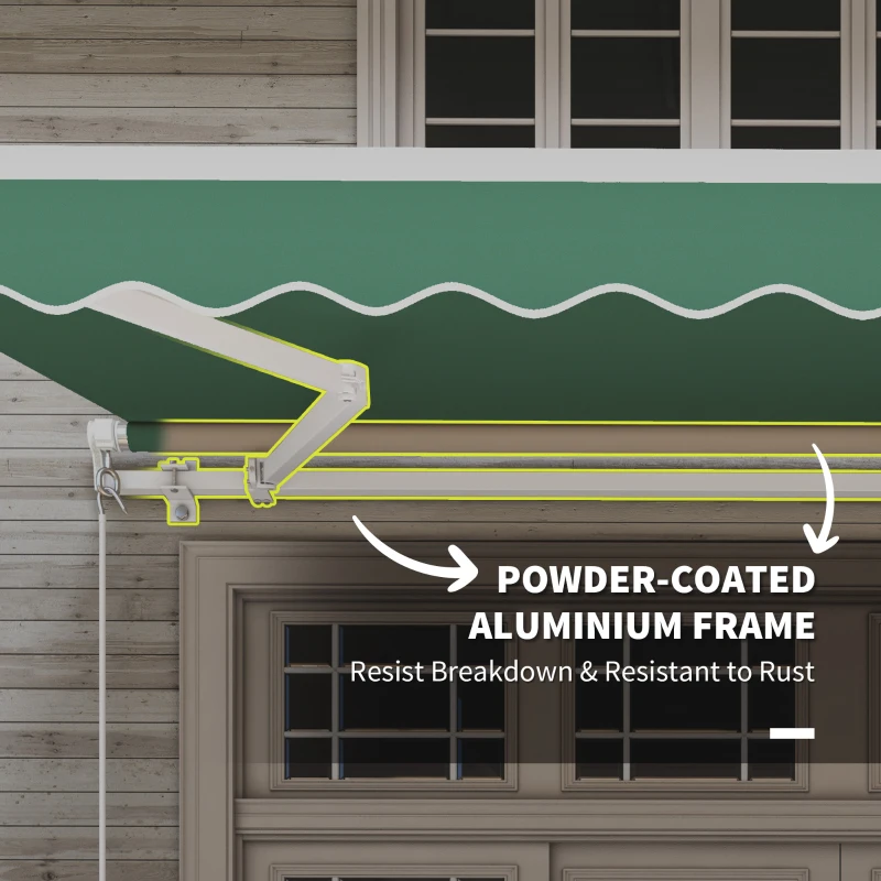 Outsunny 12' x 10' Retractable Awning Patio UV Resistant Fabric and Aluminum Frame for Deck, Balcony, Yard, Green