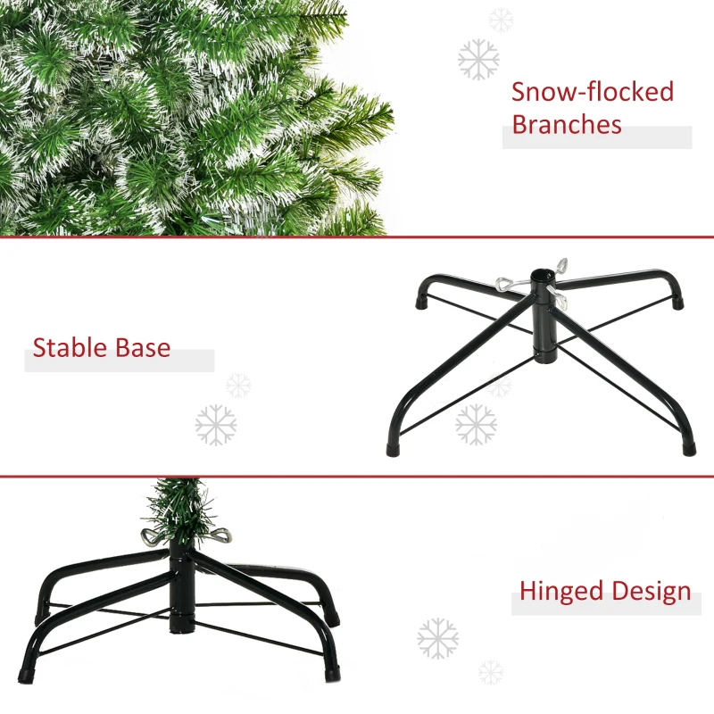 HOMCOM 7FT Christmas Tree Artificial Classic Tree Holiday Indoor Decoration, with Mental Support 968 Tips, Green