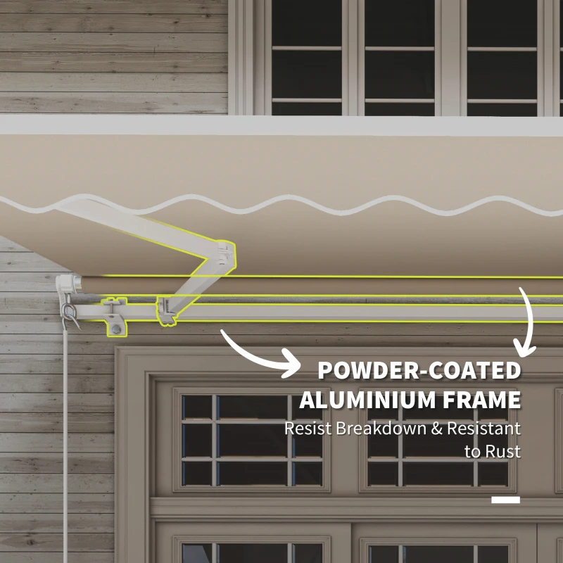 Outsunny 12' x 10' Retractable Awning Patio UV Resistant Fabric and Aluminum Frame for Deck, Balcony, Yard, Cream White
