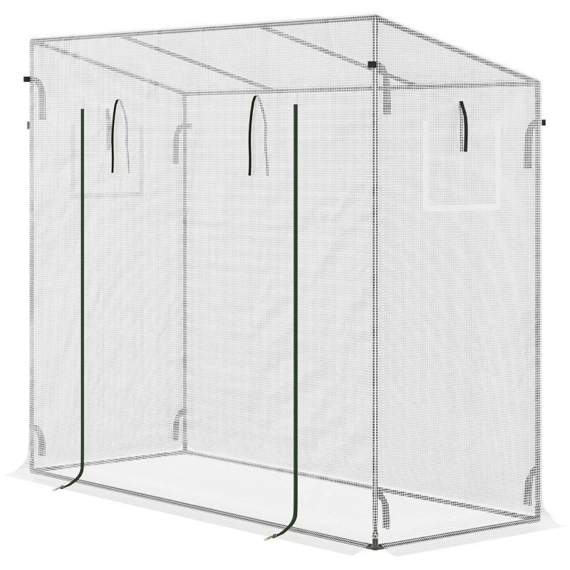 Outsunny 6.6' x 2.5' x 5.5' Patio Hot House, Walk-in Garden Greenhouse with Steel Frame, Door, Window for Balcony, Patio, White