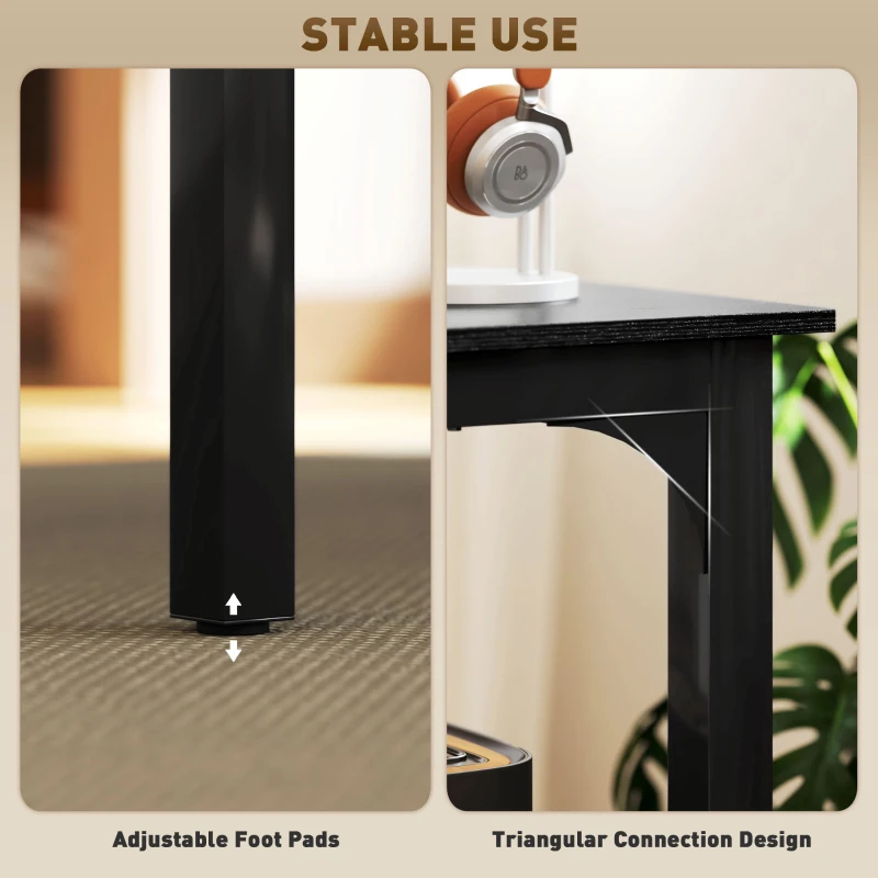 HOMCOM 71" Computer Desk, Desktop Desk with Metal Legs, Distressed Black
