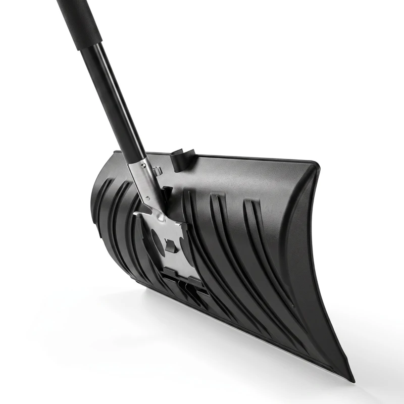 Outsunny 2-in-1 Snow Shovel and Ice Scraper, 22" Heavy Duty Snow Pusher with Metal Wear Strip, Ergonomic Handle for Driveway
