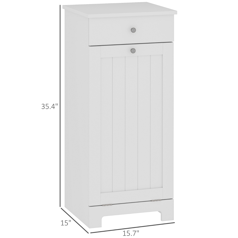 HOMCOM Laundry Hamper Cabinet, Laundry Cabinet with Tilt Out Laundry Basket and Drawer, White