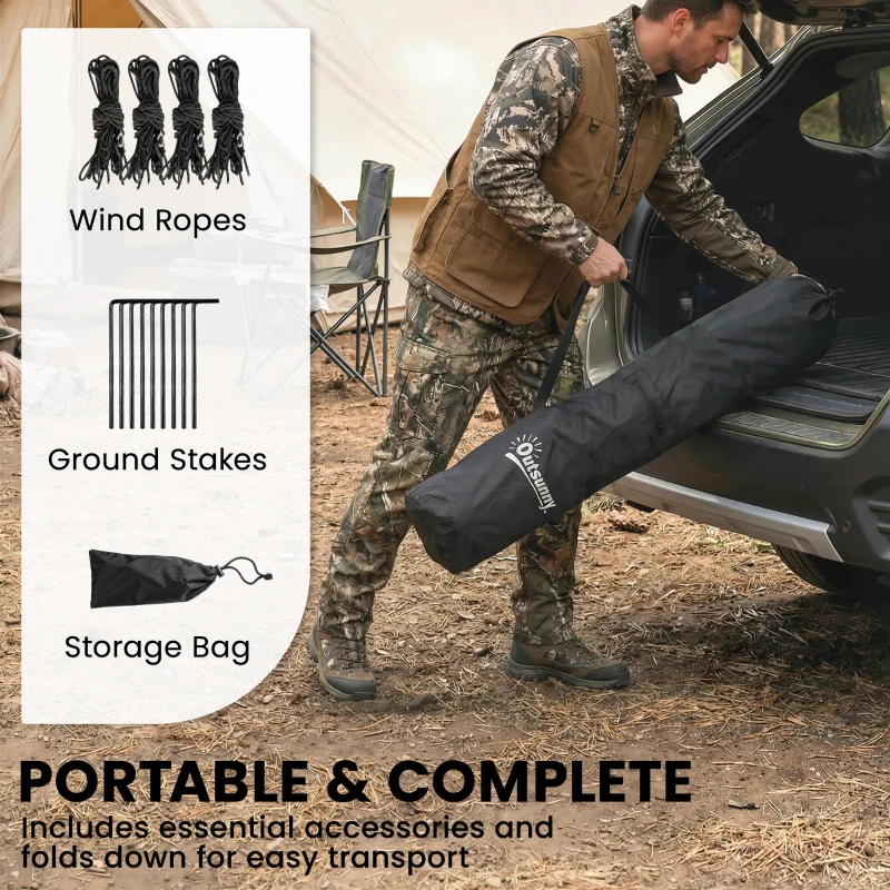 Outsunny Hunting Blind for 2 Person, See Through Pop Up Blind with 270-Degree View, Windows for Deer Hunting, Camouflage