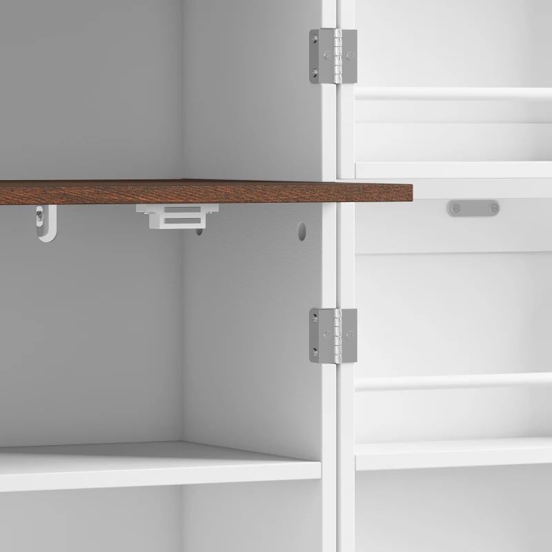HOMCOM 65" Kitchen Pantry Cabinet Adjustable Shelves Tall Storage Cabinet Door Shelves 8 Shelves Brown White