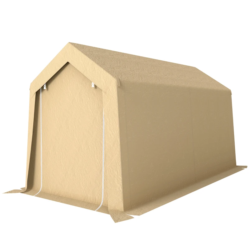 Outsunny 7' x 12' Outdoor Storage Shed Portable Garage with Roll-up Door for Motorcycle, Bike, Garden Tools, Beige