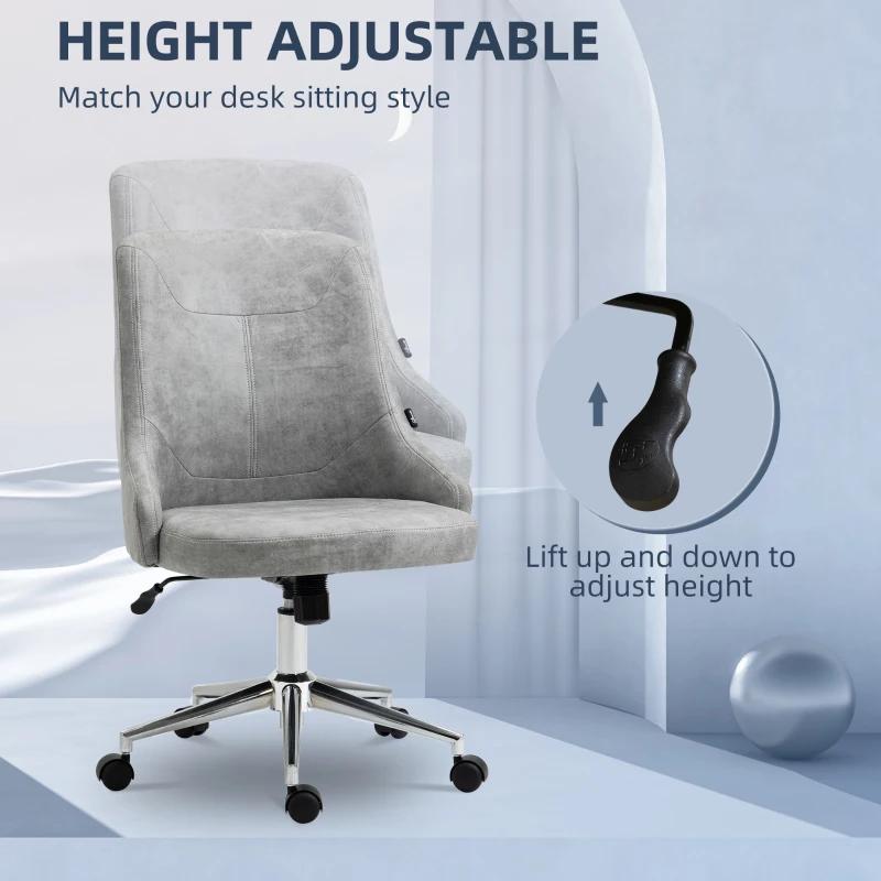 Vinsetto Armless Task Chair, Mid-back Desk Chair, Microfiber Home Office Chair with Adjustable Height, Tilt, Swivel Function, Gray