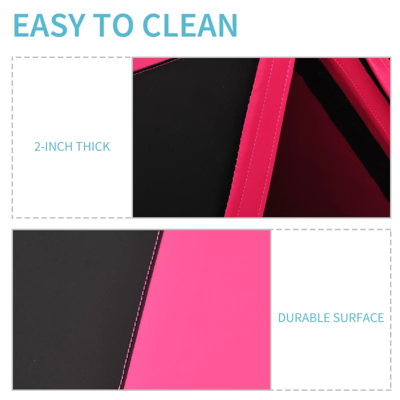 Soozier 4'x10'x2" Folding Gymnastics Tumbling Mat, Exercise Mat  with Carrying Handles for Yoga, MMA, Martial Arts, Stretching, Core Workouts, Pink and Black