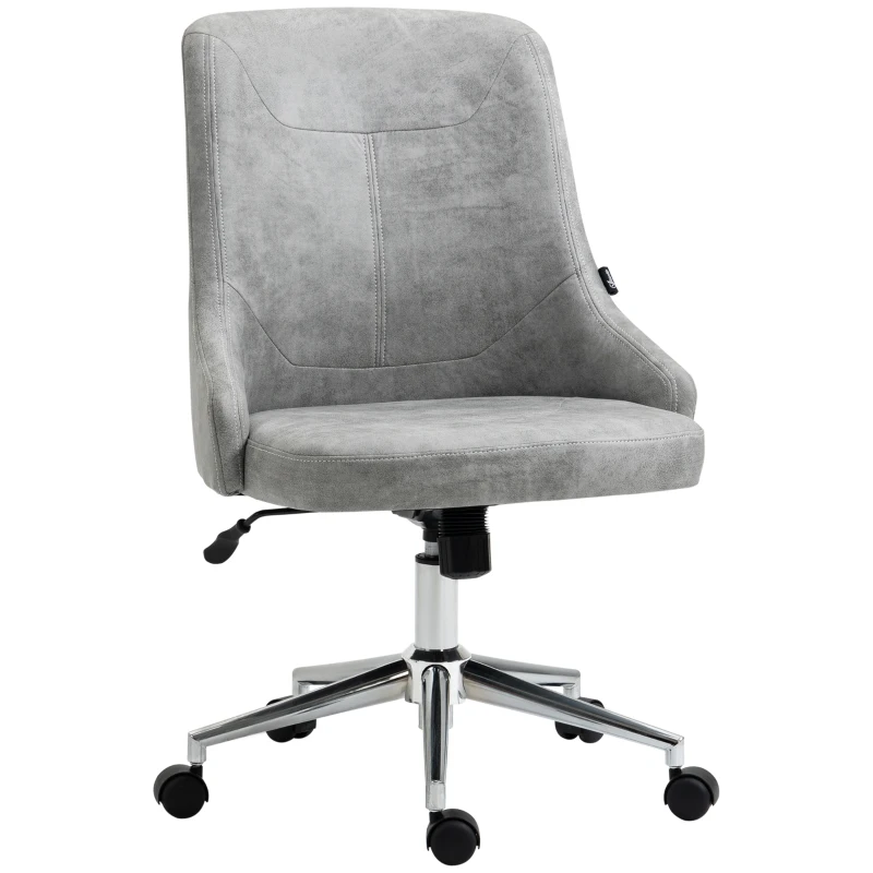 Vinsetto Armless Task Chair, Mid-back Desk Chair, Microfiber Home Office Chair with Adjustable Height, Tilt, Swivel Function, Gray