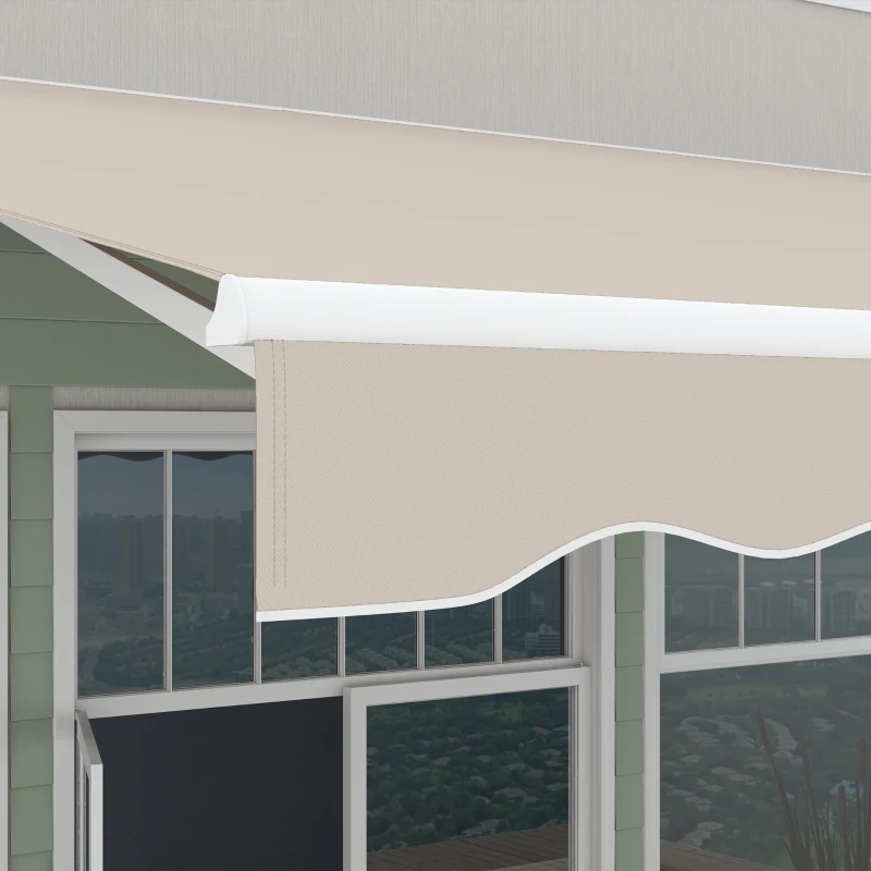 Outsunny 16'x10' Electric Retractable Awning Sunshade Shelter with Remote Controller & Crank Handle for Deck Balcony Yard, Cream(m-9)