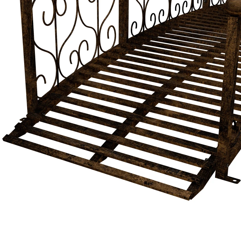 Outsunny 7' Metal Arch Garden Bridge Arc Footbridge with Side Railings Decorative Scrollwork, Bronze