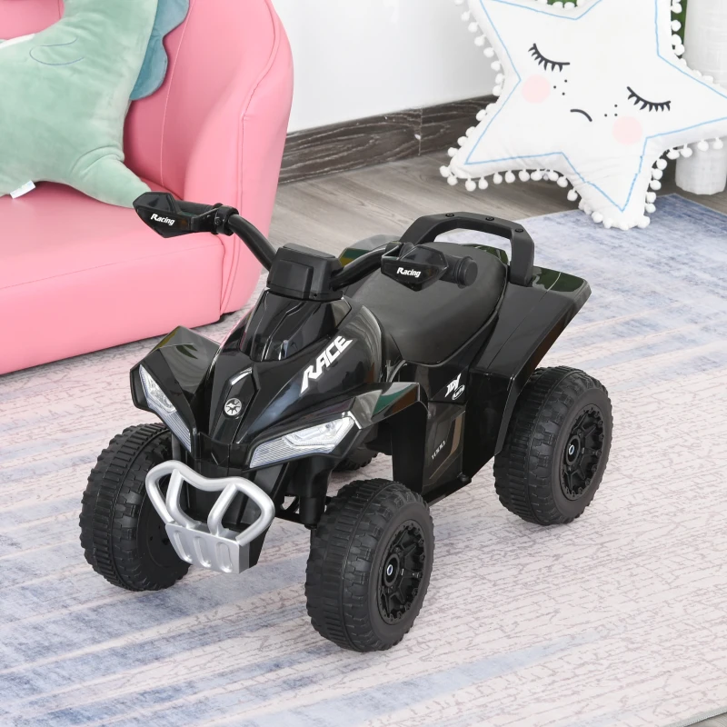 Aosom NO Power Kids Ride On Push Car, Ride Racer, Foot-to-floor Sliding Car, Walking ATV Toy with Music, Lights, for 1.5-3 Years Old, Black