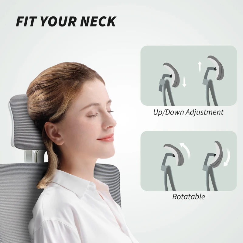 HOMCOM Ergonomic Office Chair, Swivel Desk Chair with Adjustable Lumbar Support, Headrest and Height, Flip-up Armrests, Grey