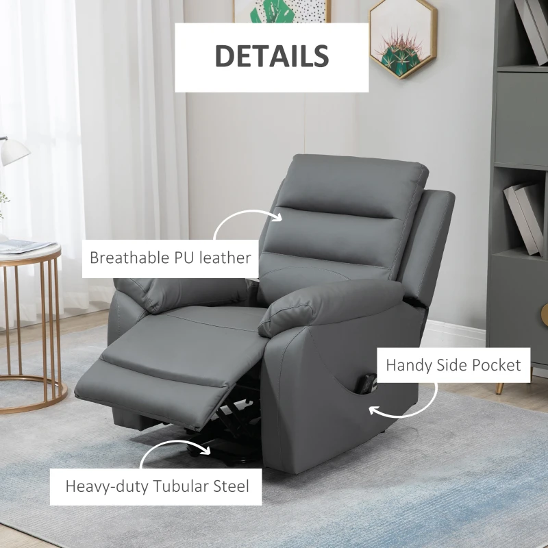 HOMCOM Electric Power Lift Chair for Elderly with Massage, Oversized Living Room Recliner with Remote Control, and Side Pockets, Grey