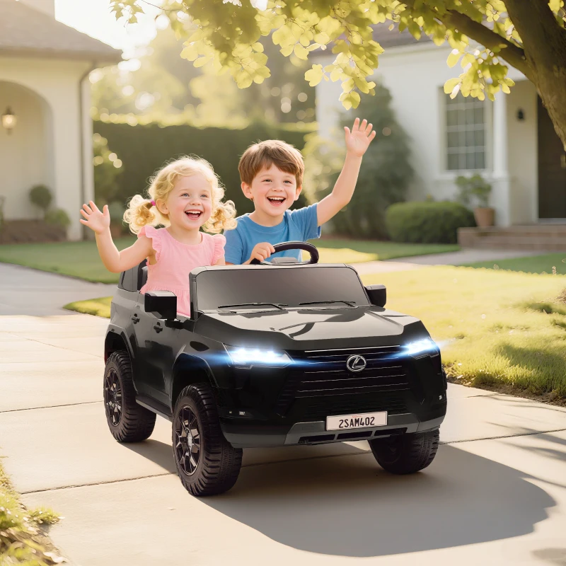 Qaba 12V Ride On Car, Licensed Lexus GX550, 2-Seater Kids Electric Vehicle with Remote Control and Suspension System, Black