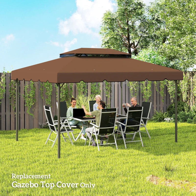 Outsunny 13' x 10' Gazebo Replacement Canopy, Gazebo Top Cover with Double Vented Roof for Garden Patio(TOP ONLY), Coffee