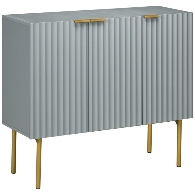 HOMCOM Modern Storage Cabinet Sideboard Buffet Cabinet with Gold Legs for Living Room Dining Room Hallway Grey