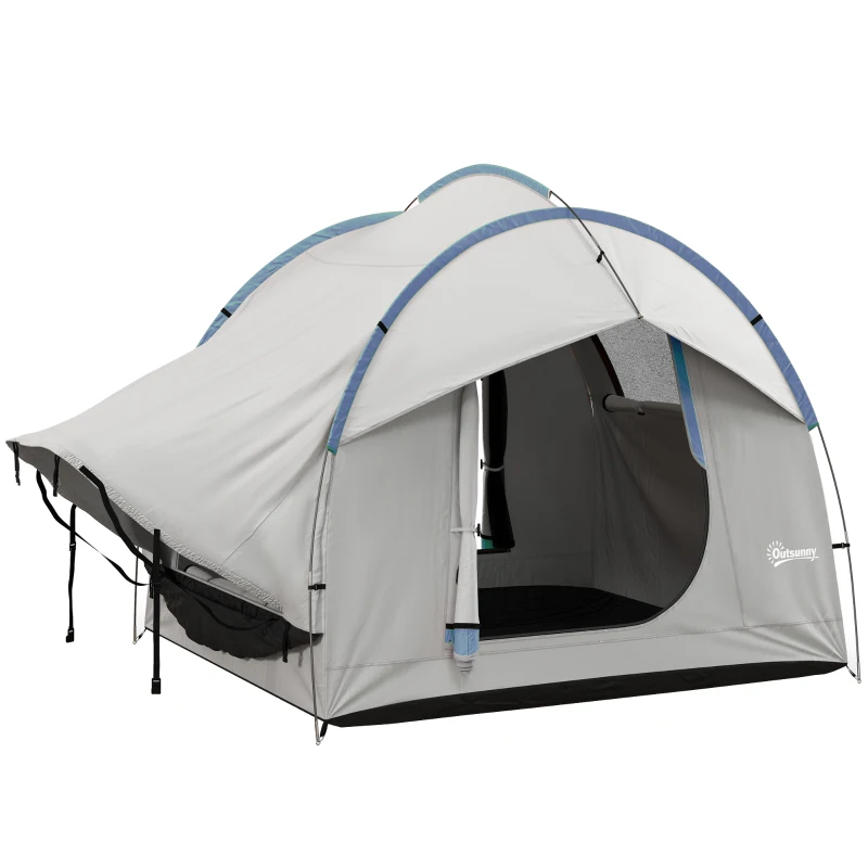 Outsunny 2000mm Waterproof SUV Tent, Car Tent with 3 Doors and Mesh Window, for 5-6 Person Camping Travel, Grey and Blue